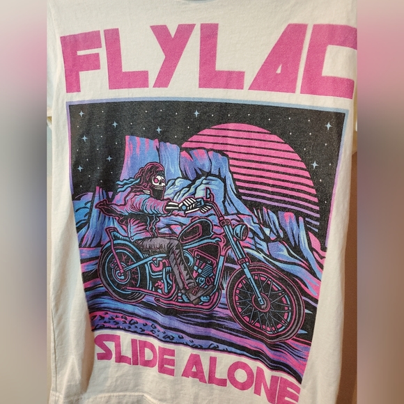 Flylac "Solo" Graphic White Cream Short Sleeve Crewneck Tee Shirt Size Small - Picture 4 of 7